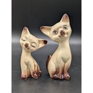 Vtg Japan Siamese Cat Salt & Pepper Shakers Tall Long Neck Anthropomorphic MCM